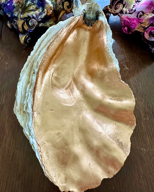 Giant Gilded Oyster Shell - Rose Gold
