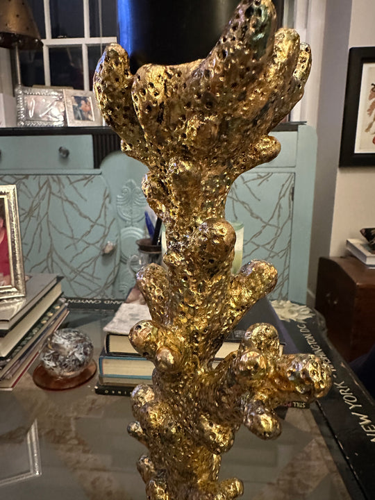 Pair - Gilded Coral Candle Holders Pair