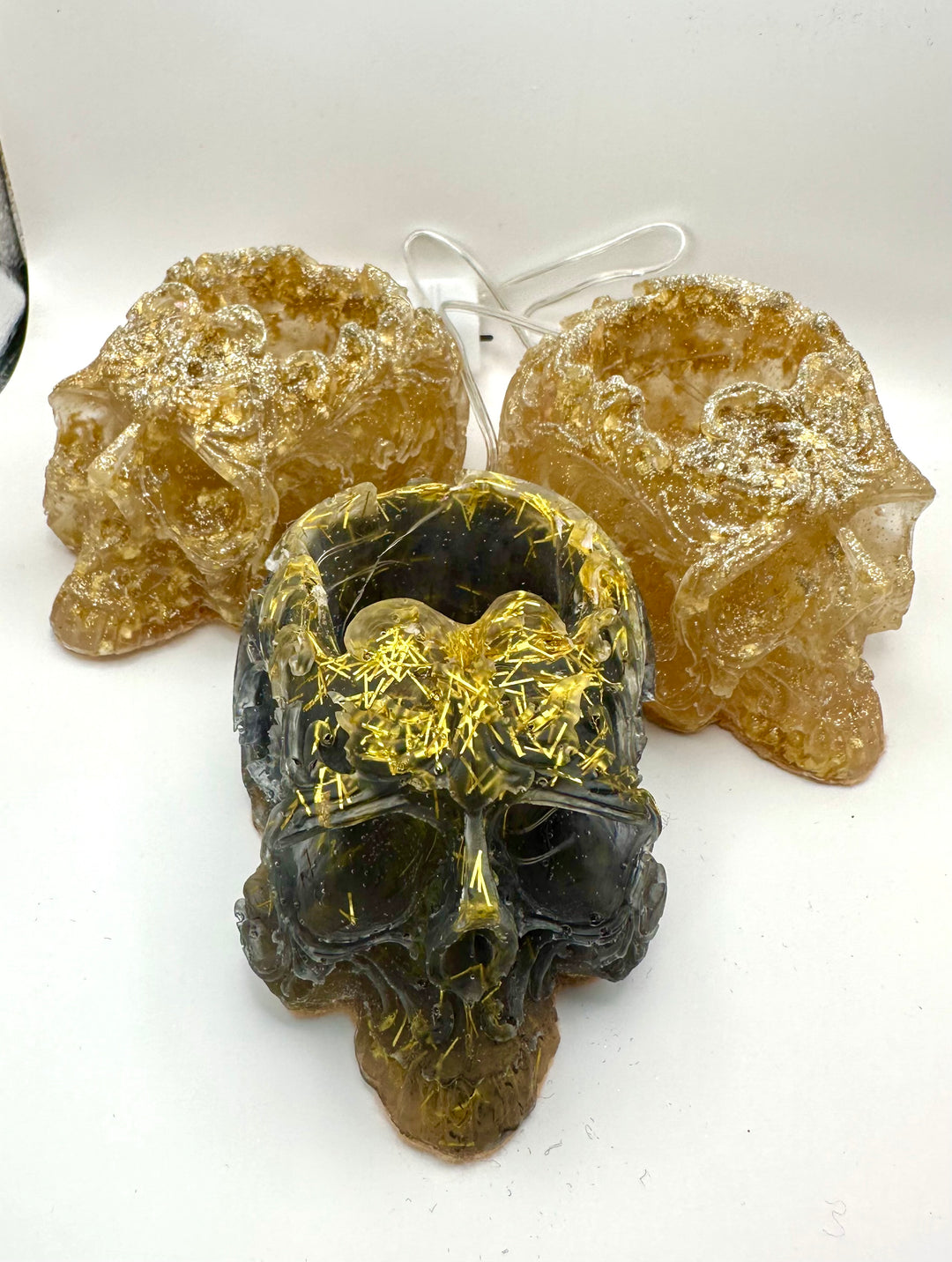 Illuminated Carved Skull Candle Holder