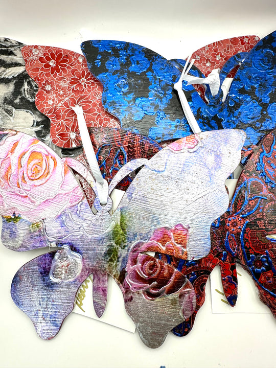 Hand Painted and Foiled Butterfly Ornament