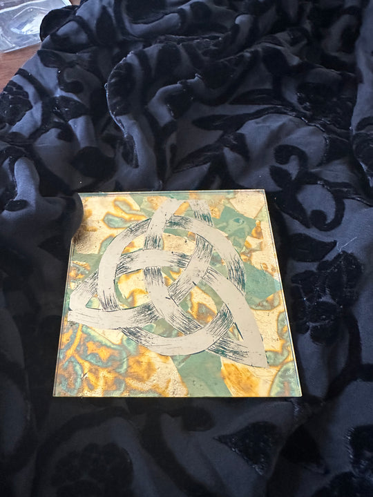 Verre Eglomise Candle Plate