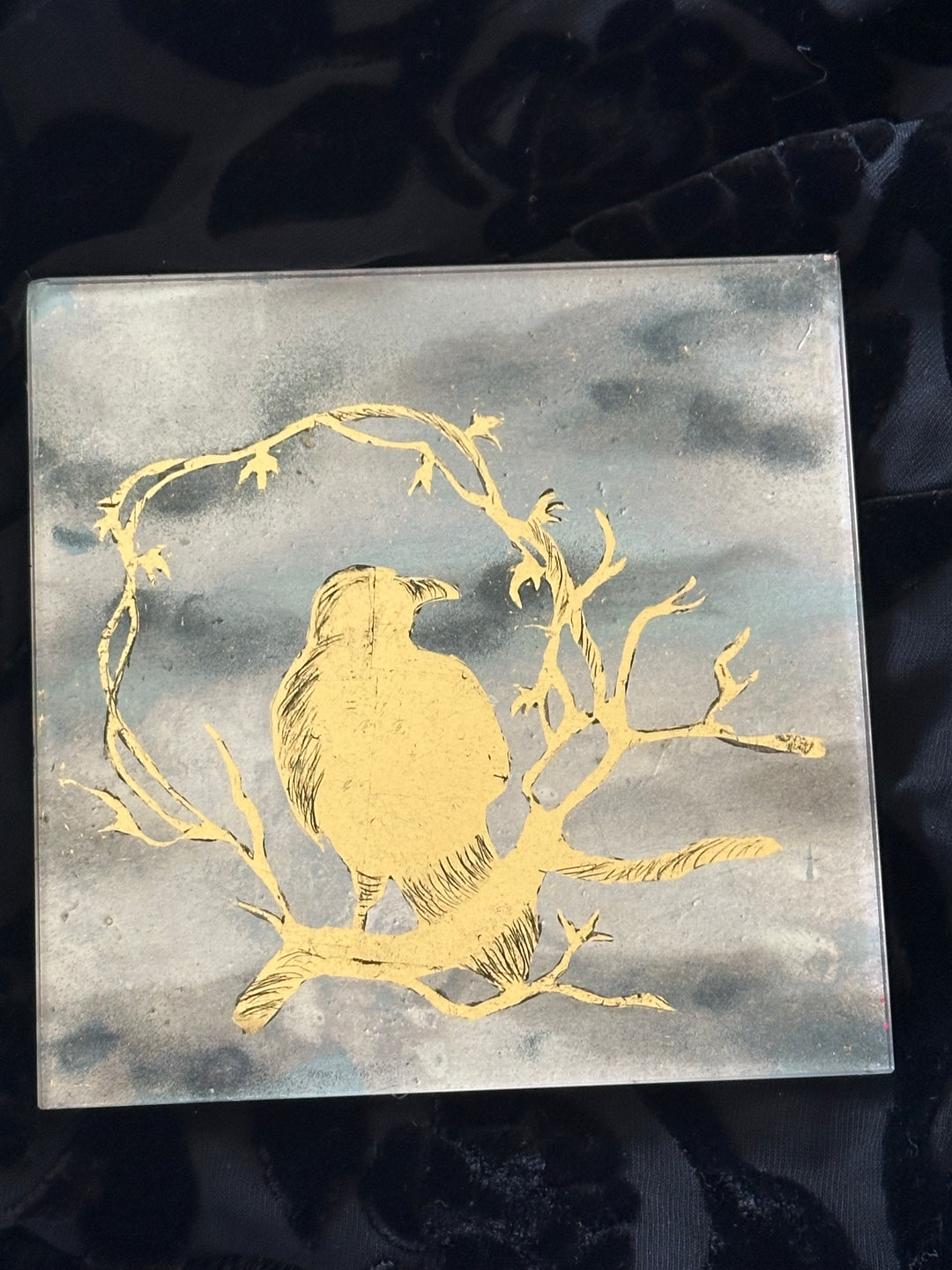 Verre Eglomise Candle Plate