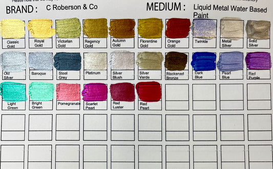 C Roberson Co Liquid Metal Color Chart